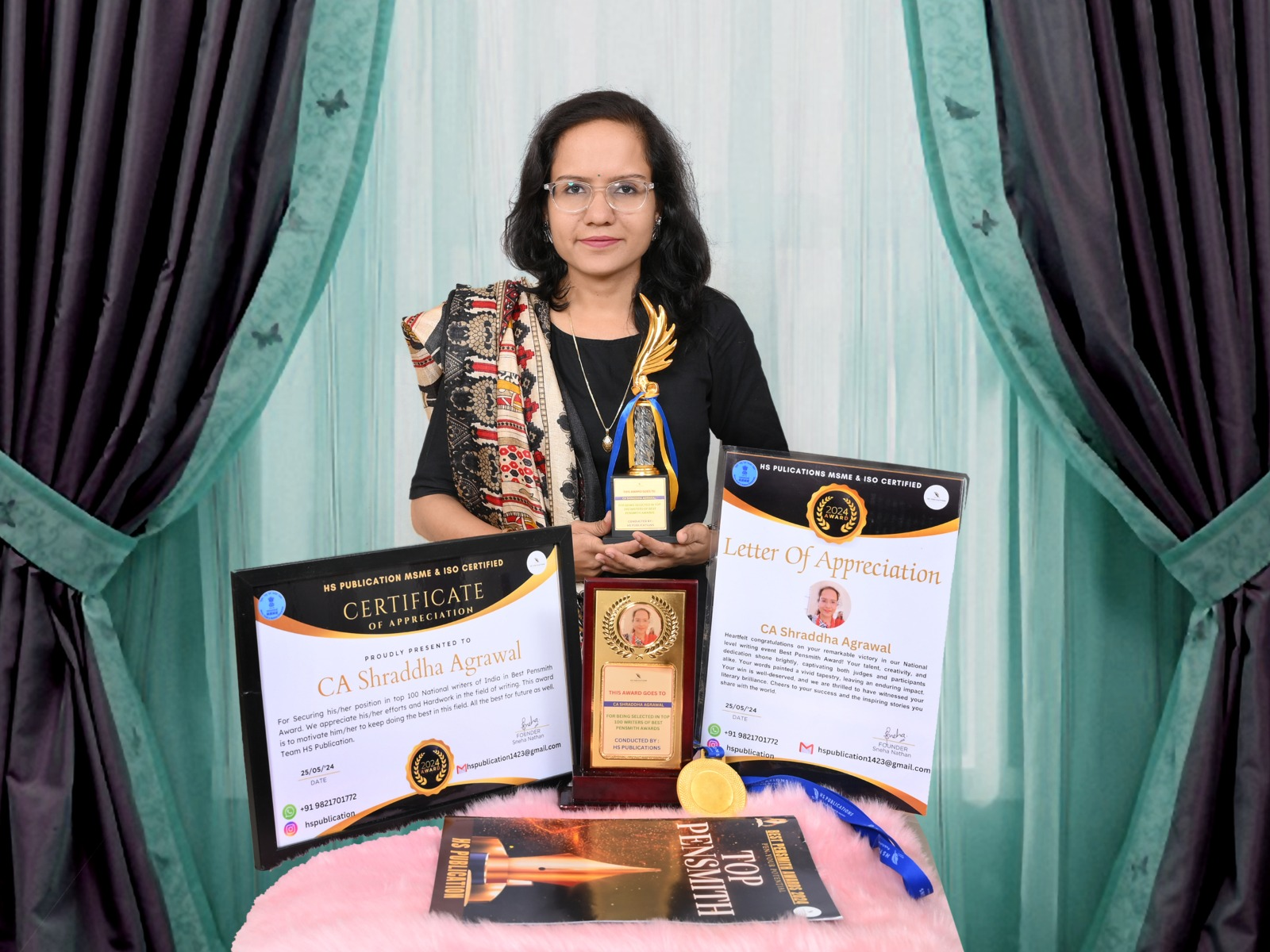 <center>CA Shraddha Agrawal - Best Pensmith Awards</center>